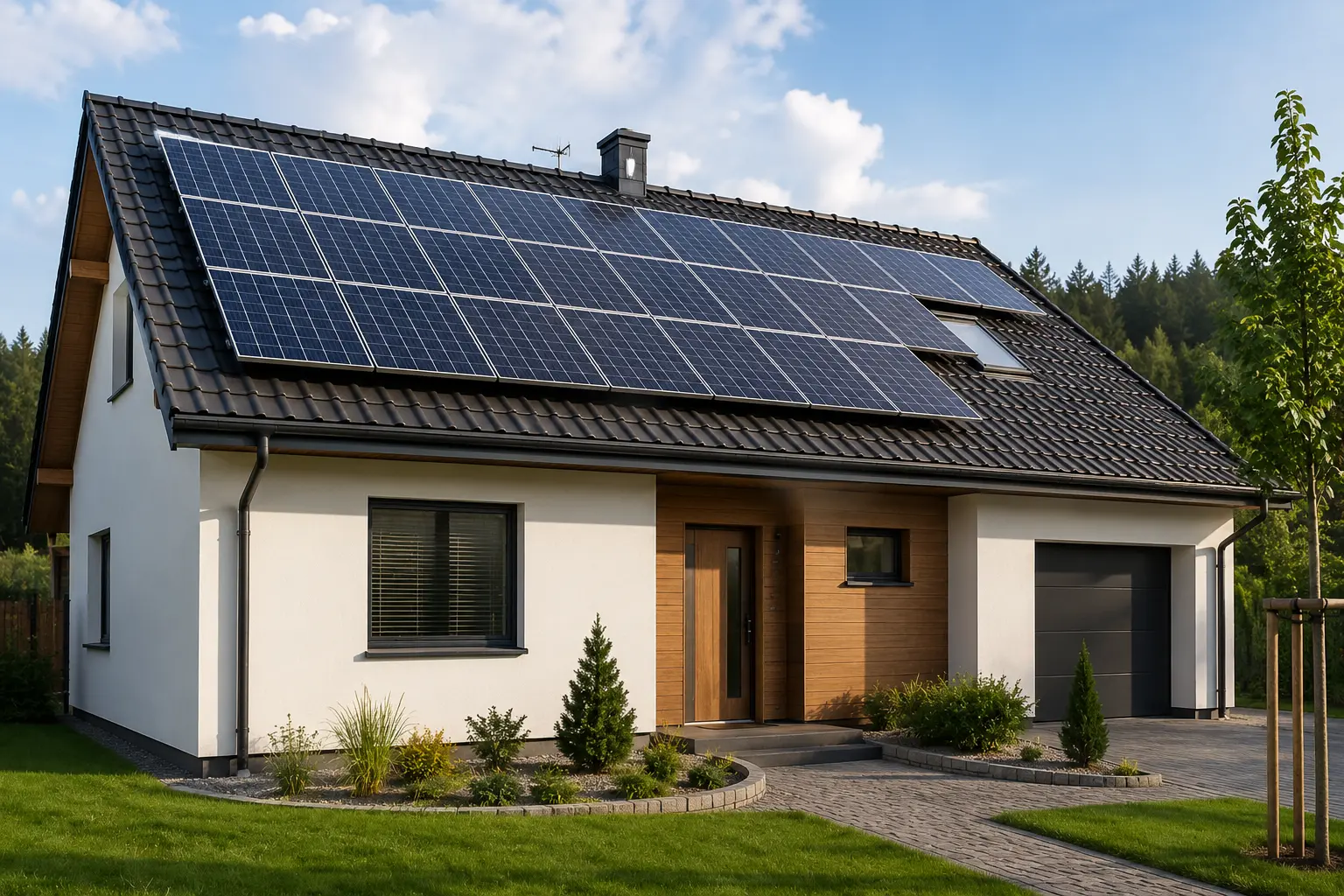 Fotovoltaické panely na streche rodinného domu
